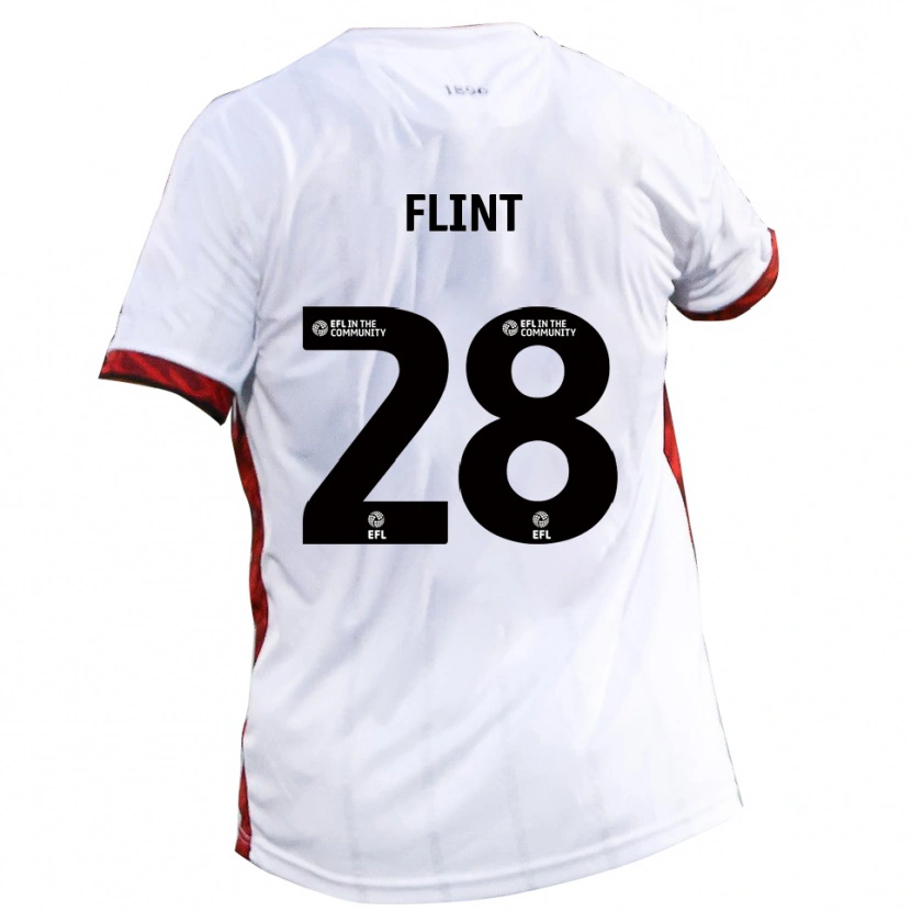 Danxen Kvinnor Josh Flint #28 Vit Röd Svart Bortatröja Matchtröjor 2025/26 Tröjor T-Tröja