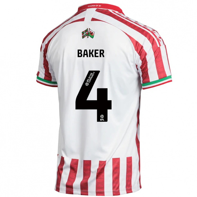 Danxen Kvinnor Matthew Baker #4 Röd Vit Bortatröja Matchtröjor 2025/26 Tröjor T-Tröja