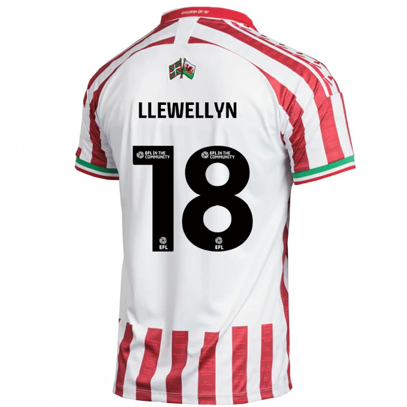 Danxen Kvinnor Cameron Llewellyn #18 Röd Vit Bortatröja Matchtröjor 2025/26 Tröjor T-Tröja