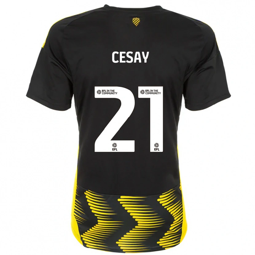 Danxen Kvinnor Kallum Cesay #21 Svart Gul Bortatröja Matchtröjor 2025/26 Tröjor T-Tröja