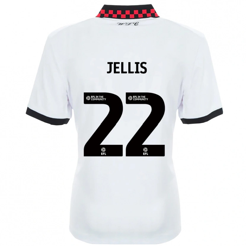 Danxen Kvinnor Jamie Jellis #22 Vit Svart Bortatröja Matchtröjor 2025/26 Tröjor T-Tröja