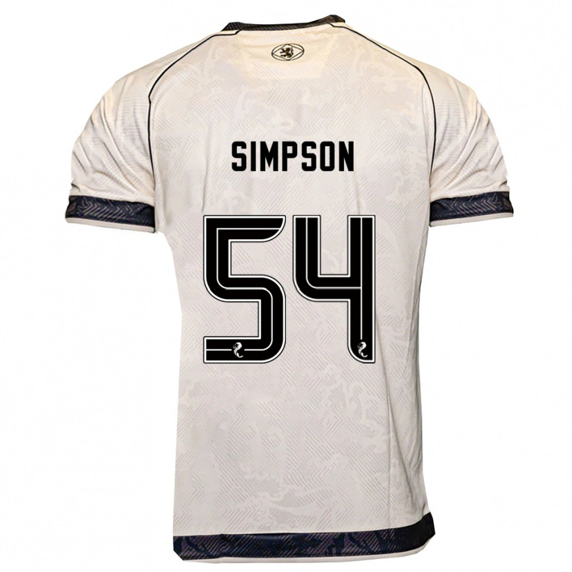 Danxen Kvinnor Finlay Simpson #54 Vit Svart Bortatröja Matchtröjor 2025/26 Tröjor T-Tröja