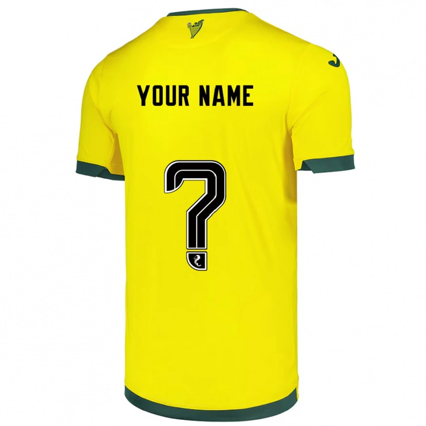 Danxen Kvinnor Ditt Namn #0 Gul Grön Bortatröja Matchtröjor 2025/26 Tröjor T-Tröja