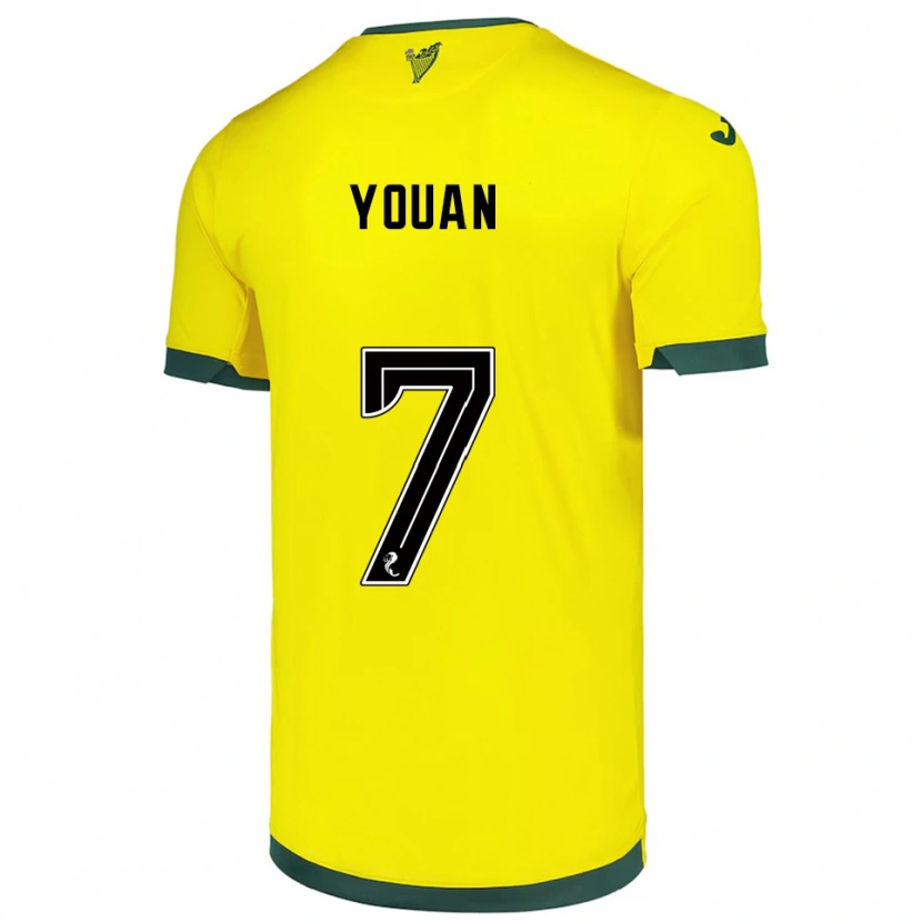 Danxen Kvinnor Élie Youan #7 Gul Grön Bortatröja Matchtröjor 2025/26 Tröjor T-Tröja