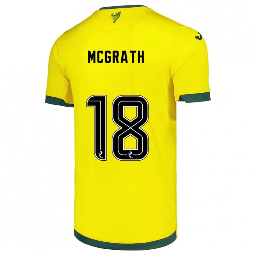 Danxen Kvinnor Joseph Mcgrath #18 Gul Grön Bortatröja Matchtröjor 2025/26 Tröjor T-Tröja