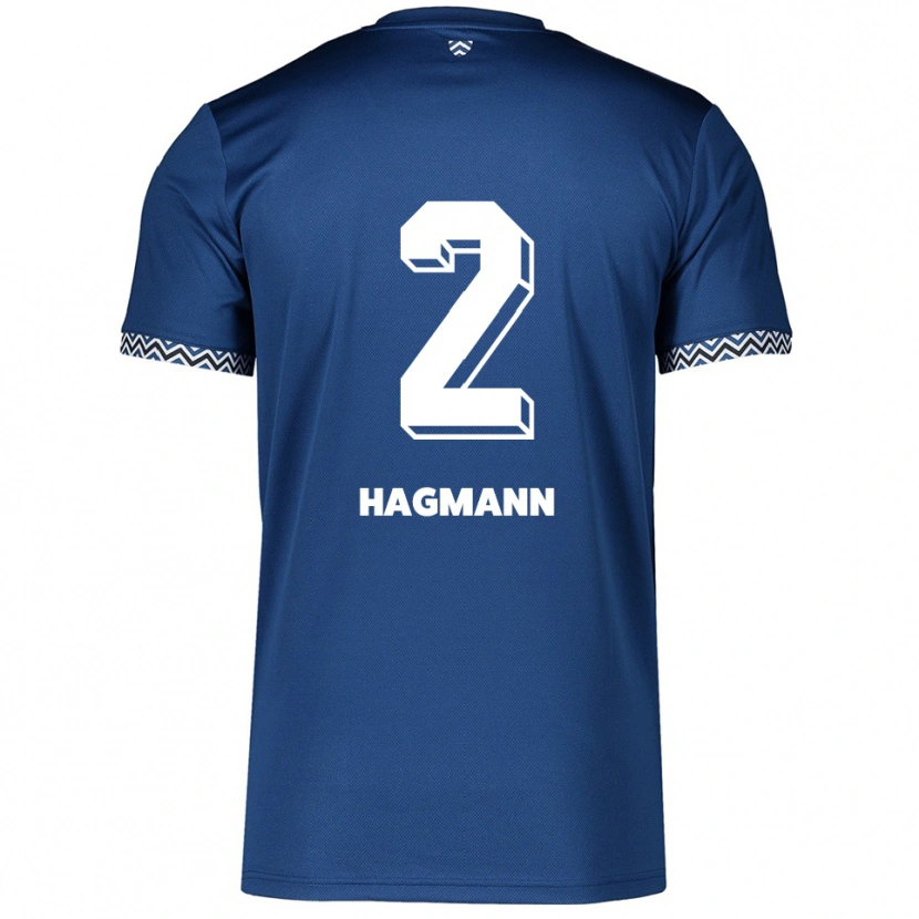 Danxen Barn Felix Hagmann #2 Marinblå Vit Hemmatröja Matchtröjor 2025/26 Tröjor T-Tröja