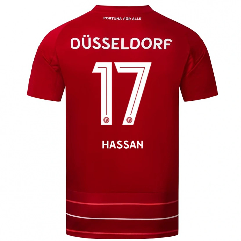 Danxen Barn Ahmad Hassan #17 Röd Vit Hemmatröja Matchtröjor 2025/26 Tröjor T-Tröja