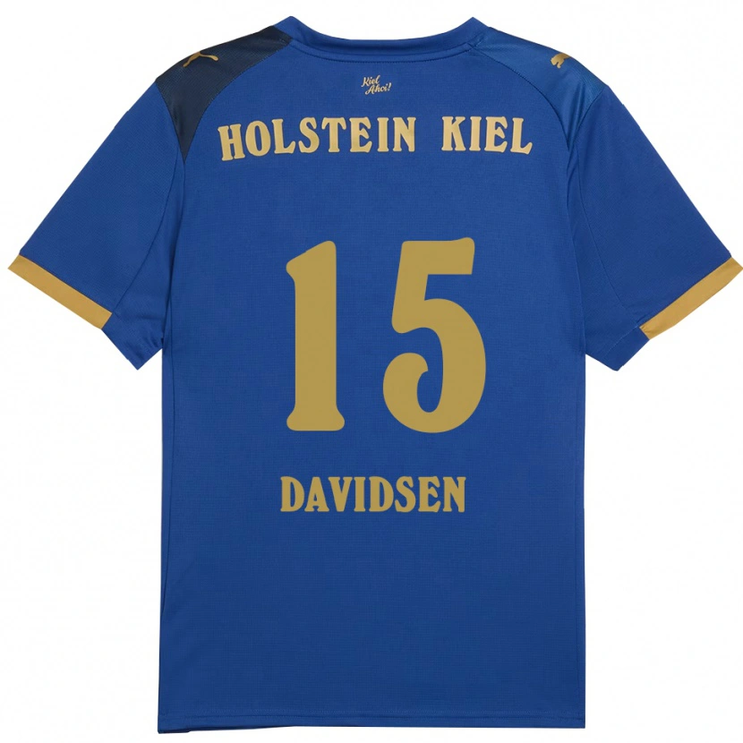 Danxen Barn Kasper Davidsen #15 Blå Guld Hemmatröja Matchtröjor 2025/26 Tröjor T-Tröja