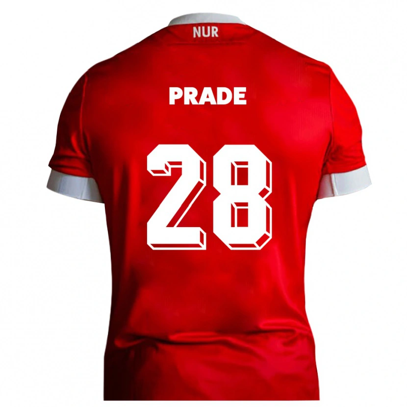 Danxen Barn Adrian Prade #28 Röd Vit Hemmatröja Matchtröjor 2025/26 Tröjor T-Tröja