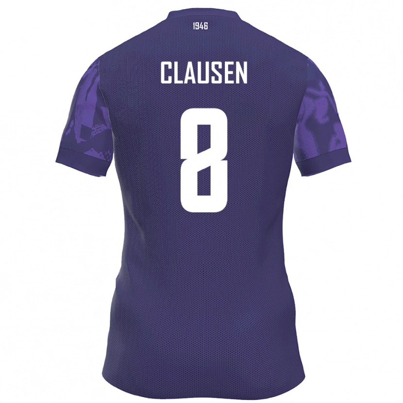 Danxen Barn Mika Clausen #8 Lila Vit Hemmatröja Matchtröjor 2025/26 Tröjor T-Tröja