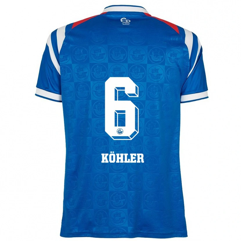 Danxen Barn Laurentia Köhler #6 Blå Vit Röd Hemmatröja Matchtröjor 2025/26 Tröjor T-Tröja