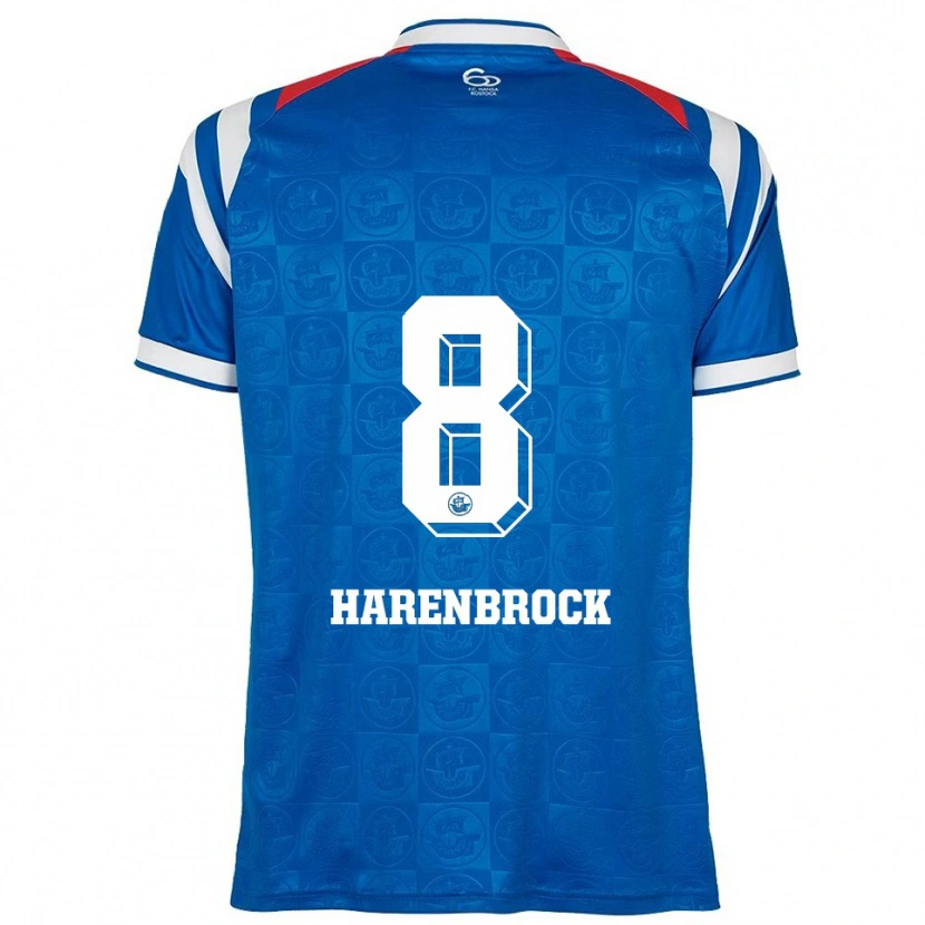 Danxen Barn Cedric Harenbrock #8 Blå Vit Röd Hemmatröja Matchtröjor 2025/26 Tröjor T-Tröja