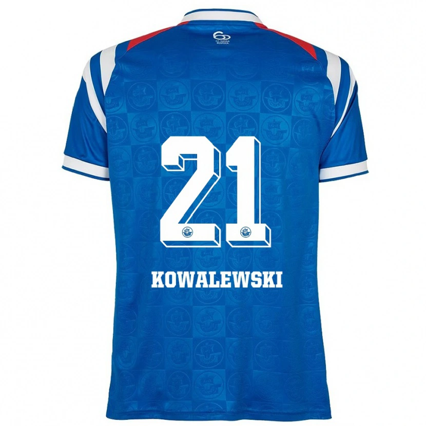 Danxen Barn Oskar Kowalewski #21 Blå Vit Röd Hemmatröja Matchtröjor 2025/26 Tröjor T-Tröja