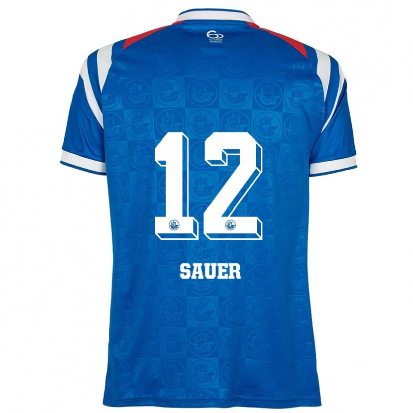 Danxen Barn John-Lukas Sauer #12 Blå Vit Röd Hemmatröja Matchtröjor 2025/26 Tröjor T-Tröja
