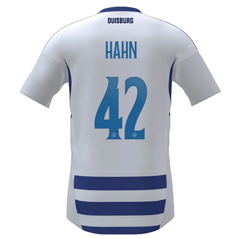 Danxen Barn Alexander Hahn #42 Vit Blå Hemmatröja Matchtröjor 2025/26 Tröjor T-Tröja