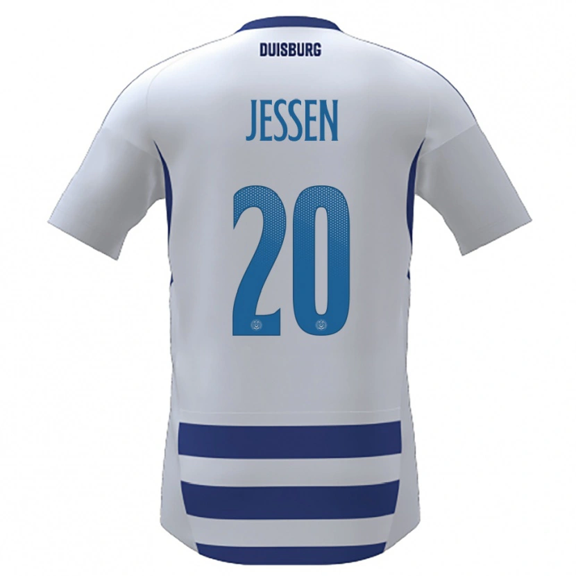 Danxen Barn Niklas Jessen #20 Vit Blå Hemmatröja Matchtröjor 2025/26 Tröjor T-Tröja