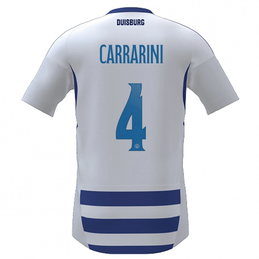 Danxen Barn Ellie Carrarini #4 Vit Blå Hemmatröja Matchtröjor 2025/26 Tröjor T-Tröja