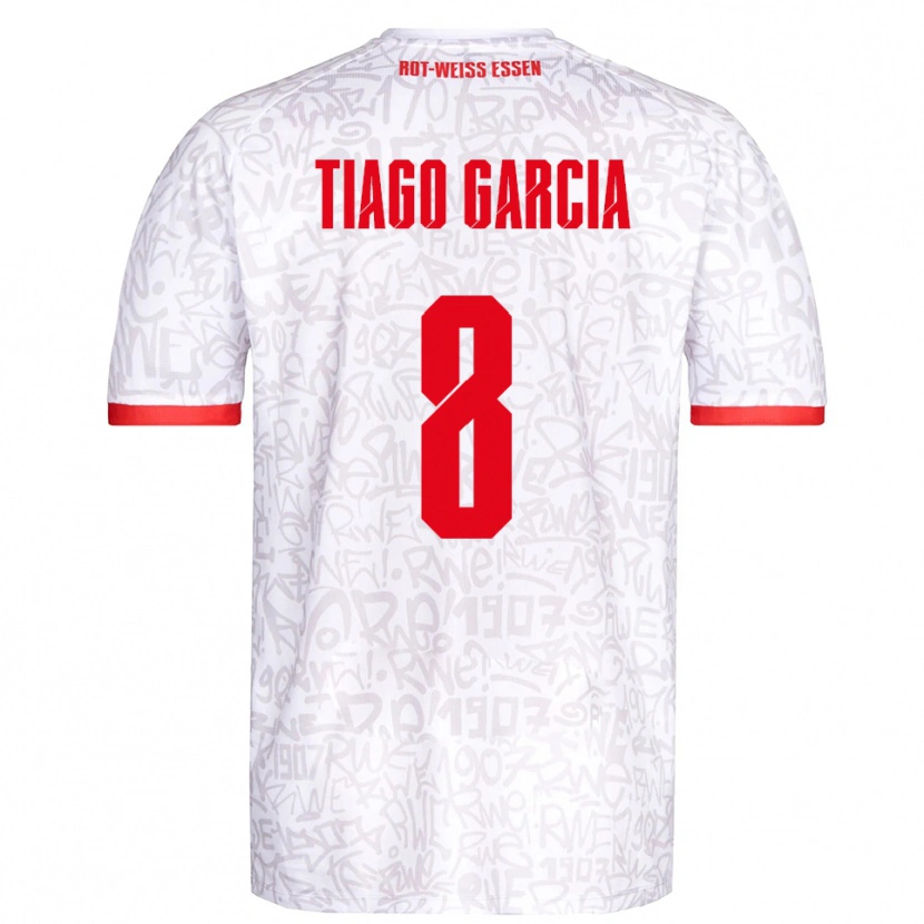 Danxen Barn Tiago Garcia Rodriguez #8 Vit Röd Hemmatröja Matchtröjor 2025/26 Tröjor T-Tröja