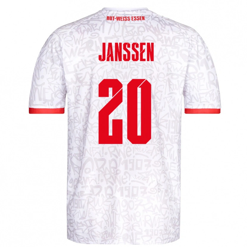 Danxen Barn Marek Janssen #20 Vit Röd Hemmatröja Matchtröjor 2025/26 Tröjor T-Tröja