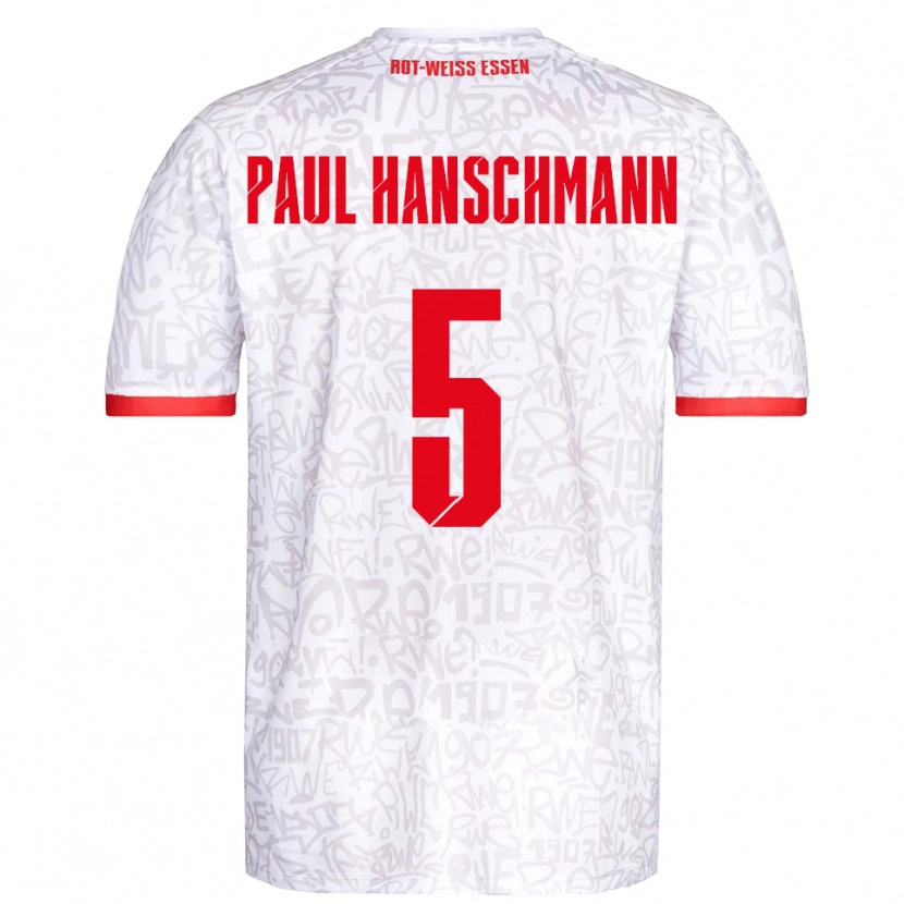 Danxen Barn Theodor Paul Hanschmann #5 Vit Röd Hemmatröja Matchtröjor 2025/26 Tröjor T-Tröja