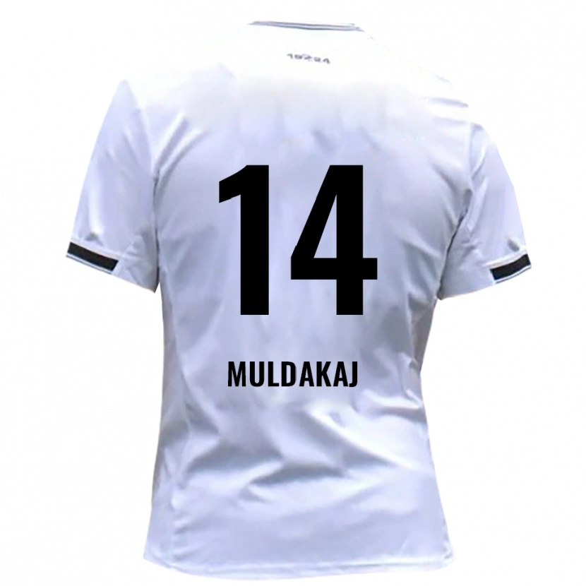 Danxen Barn Ardit Muldakaj #14 Vit Röd Hemmatröja Matchtröjor 2025/26 Tröjor T-Tröja