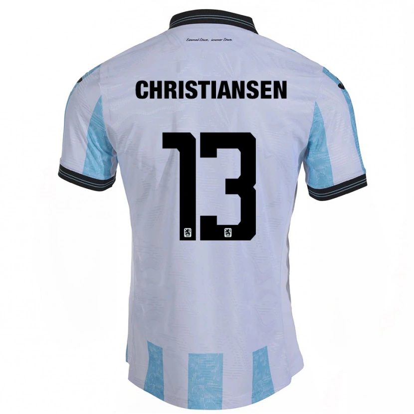 Danxen Barn Max Christiansen #13 Vit Himmelsblå Hemmatröja Matchtröjor 2025/26 Tröjor T-Tröja