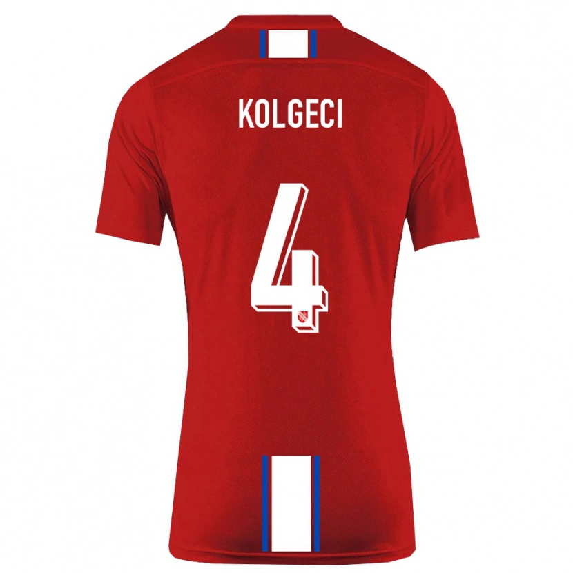 Danxen Barn Besfort Kolgeci #4 Röd Vit Hemmatröja Matchtröjor 2025/26 Tröjor T-Tröja