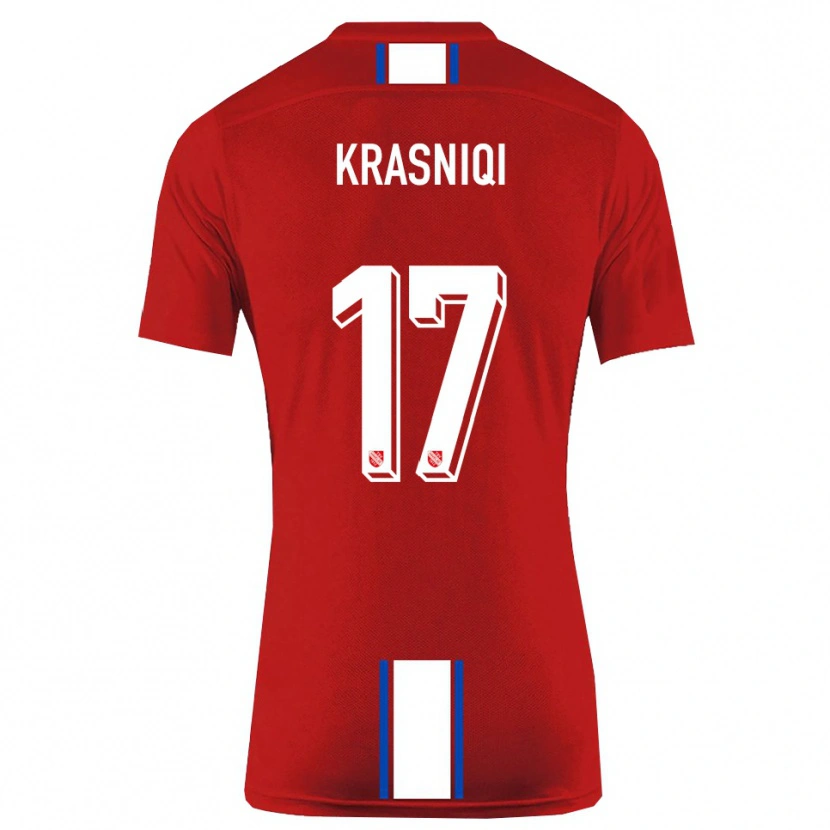 Danxen Barn Ermal Krasniqi #17 Röd Vit Hemmatröja Matchtröjor 2025/26 Tröjor T-Tröja