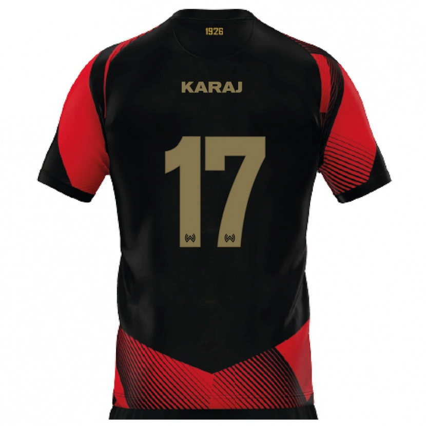 Danxen Barn Eraldo Karaj #17 Svart Röd Hemmatröja Matchtröjor 2025/26 Tröjor T-Tröja