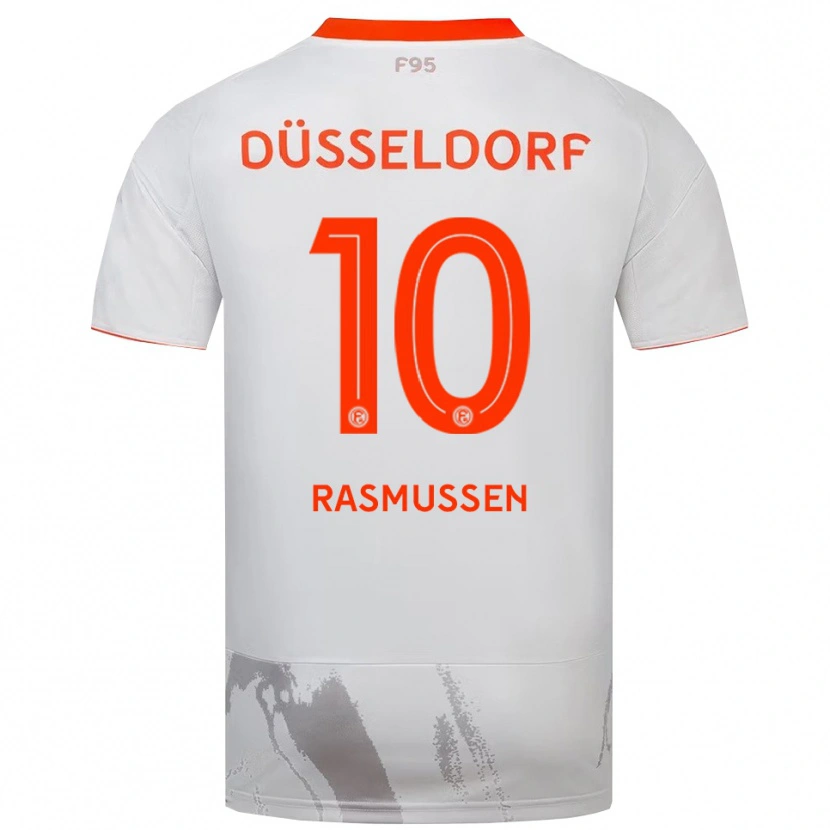 Danxen Barn Christian Rasmussen #10 Vit Orange Bortatröja Matchtröjor 2025/26 Tröjor T-Tröja