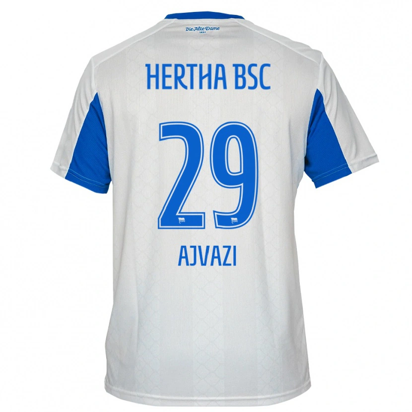 Danxen Barn Dion Ajvazi #29 Vit Blå Bortatröja Matchtröjor 2025/26 Tröjor T-Tröja