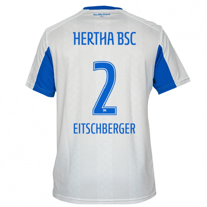 Danxen Barn Julian Eitschberger #2 Vit Blå Bortatröja Matchtröjor 2025/26 Tröjor T-Tröja