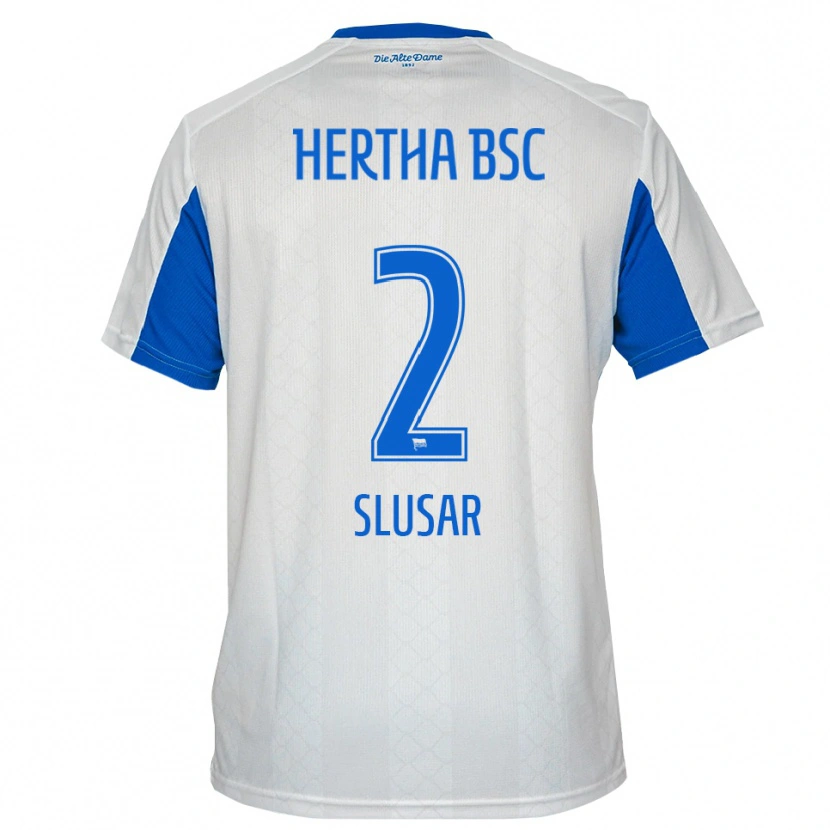 Danxen Barn Marcel Slusar #2 Vit Blå Bortatröja Matchtröjor 2025/26 Tröjor T-Tröja