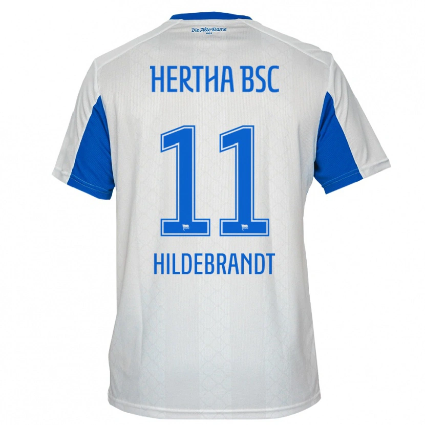 Danxen Barn Niklas Hildebrandt #11 Vit Blå Bortatröja Matchtröjor 2025/26 Tröjor T-Tröja