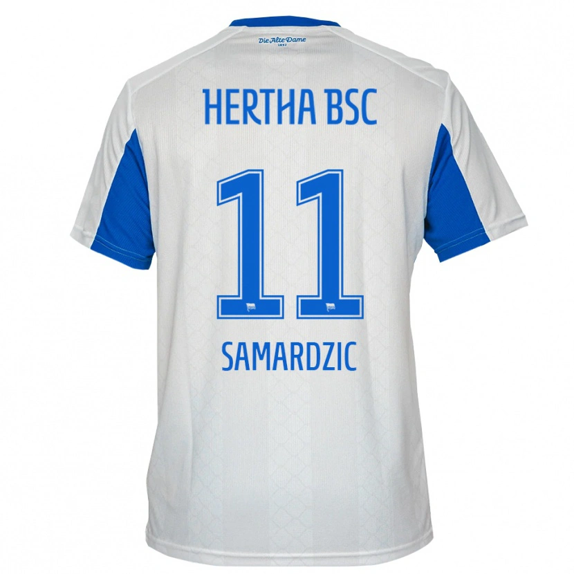 Danxen Barn Tadija Samardzic #11 Vit Blå Bortatröja Matchtröjor 2025/26 Tröjor T-Tröja