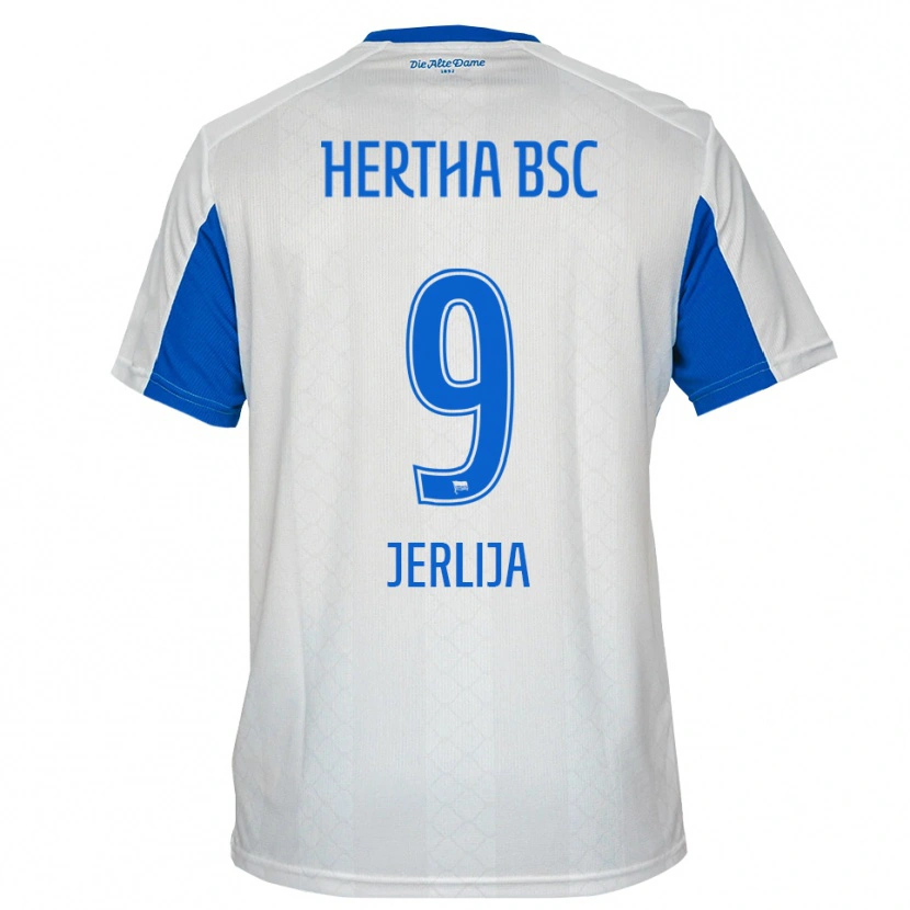 Danxen Barn Leotrim Jerlija #9 Vit Blå Bortatröja Matchtröjor 2025/26 Tröjor T-Tröja