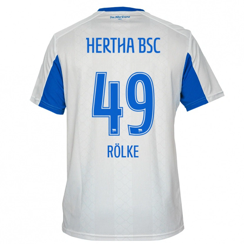 Danxen Barn Oliver Rölke #49 Vit Blå Bortatröja Matchtröjor 2025/26 Tröjor T-Tröja