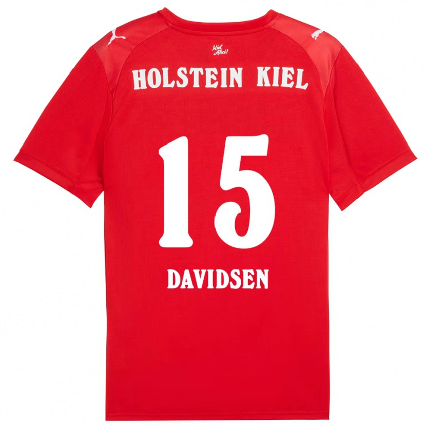 Danxen Barn Kasper Davidsen #15 Röd Blå Bortatröja Matchtröjor 2025/26 Tröjor T-Tröja