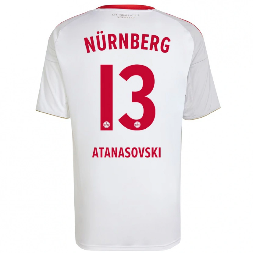 Danxen Barn Adrian Atanasovski #13 Vit Röd Bortatröja Matchtröjor 2025/26 Tröjor T-Tröja