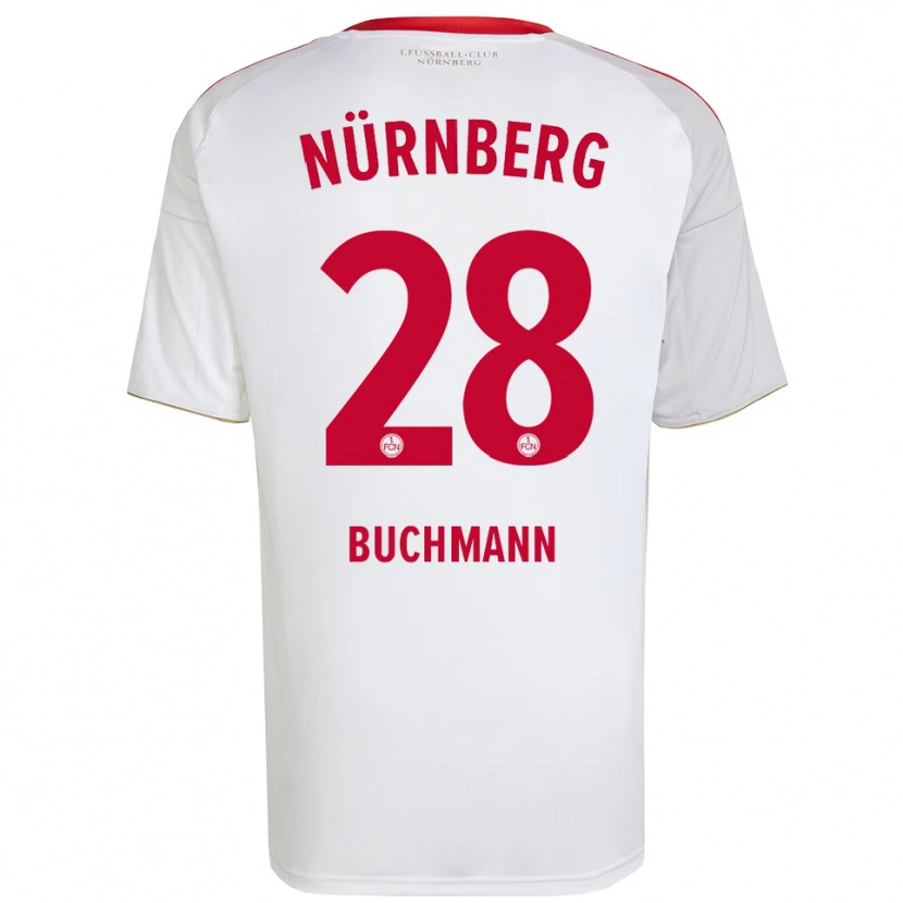 Danxen Barn Tarek Buchmann #28 Vit Röd Bortatröja Matchtröjor 2025/26 Tröjor T-Tröja