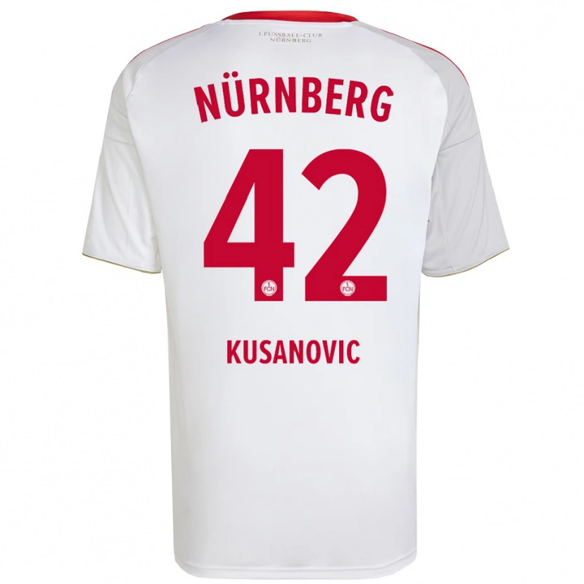 Danxen Barn Tino Kusanovic #42 Vit Röd Bortatröja Matchtröjor 2025/26 Tröjor T-Tröja