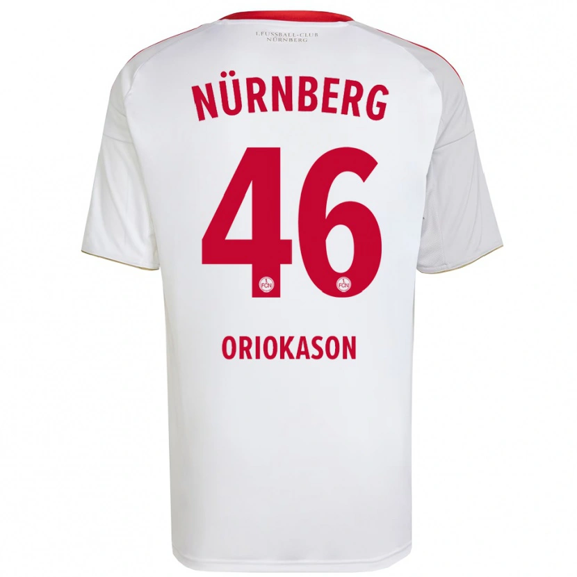 Danxen Barn Emmanuel Oriokason #46 Vit Röd Bortatröja Matchtröjor 2025/26 Tröjor T-Tröja