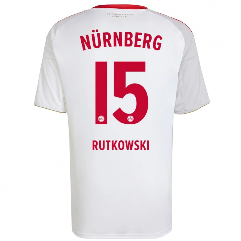 Danxen Barn Nicolas Rutkowski #15 Vit Röd Bortatröja Matchtröjor 2025/26 Tröjor T-Tröja