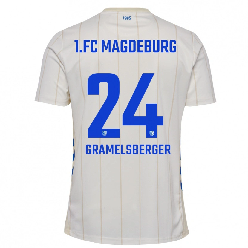 Danxen Barn Lennert Gramelsberger #24 Vit Blå Bortatröja Matchtröjor 2025/26 Tröjor T-Tröja