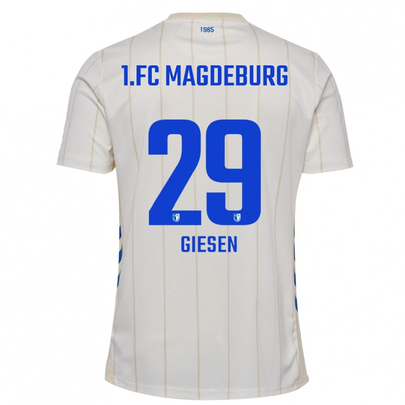 Danxen Barn Tim Giesen #29 Vit Blå Bortatröja Matchtröjor 2025/26 Tröjor T-Tröja