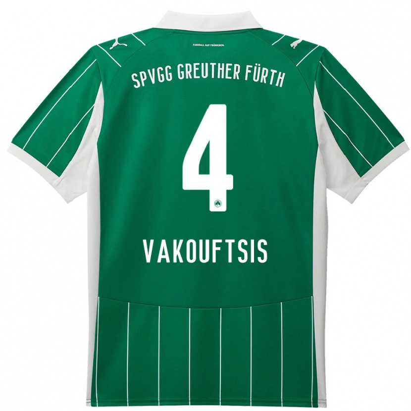 Danxen Barn Nikolaos Vakouftsis #4 Grön Vit Bortatröja Matchtröjor 2025/26 Tröjor T-Tröja