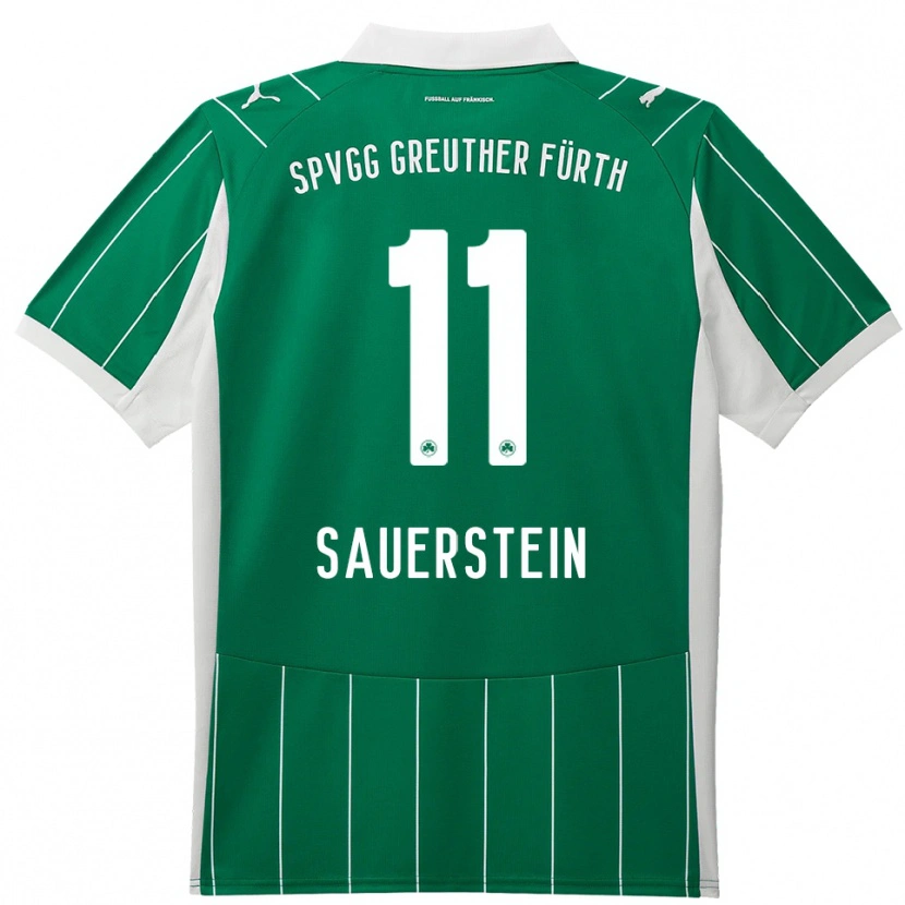 Danxen Barn Toni Sauerstein #11 Grön Vit Bortatröja Matchtröjor 2025/26 Tröjor T-Tröja