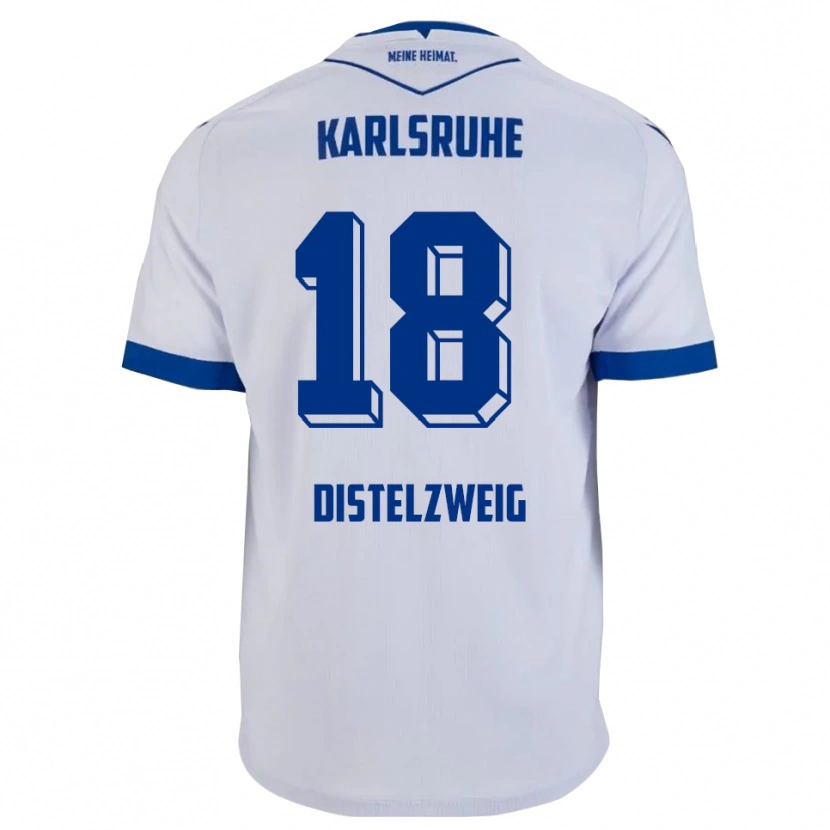 Danxen Barn Jakob Distelzweig #18 Vit Blå Bortatröja Matchtröjor 2025/26 Tröjor T-Tröja