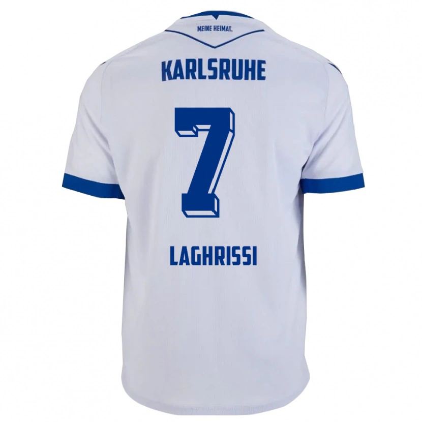 Danxen Barn Eymen Laghrissi #7 Vit Blå Bortatröja Matchtröjor 2025/26 Tröjor T-Tröja