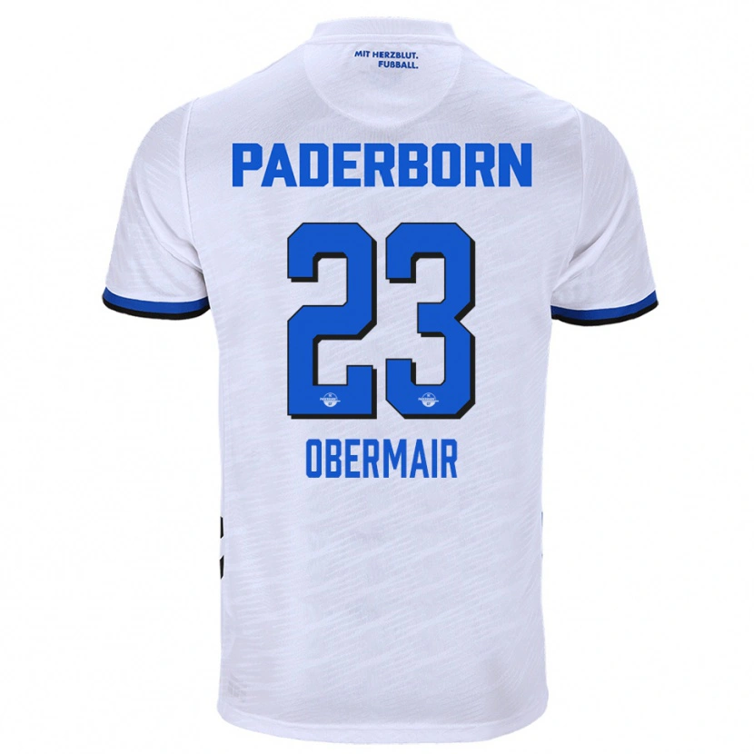 Danxen Barn Raphael Obermair #23 Vit Blå Bortatröja Matchtröjor 2025/26 Tröjor T-Tröja